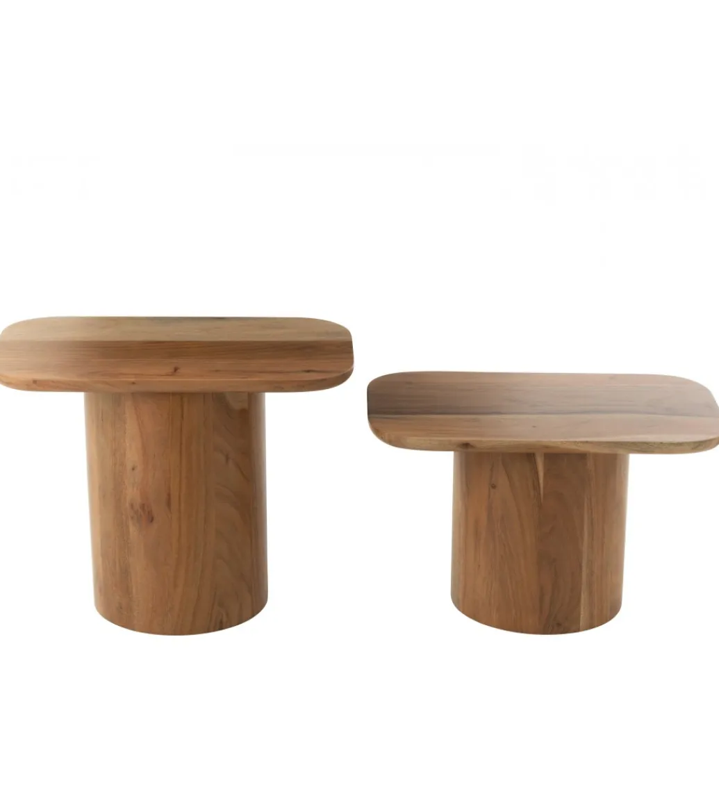 Zestaw 2 stolików kawowych ACATA 60 cm 80 cm drewno akacja*J-Line Outlet