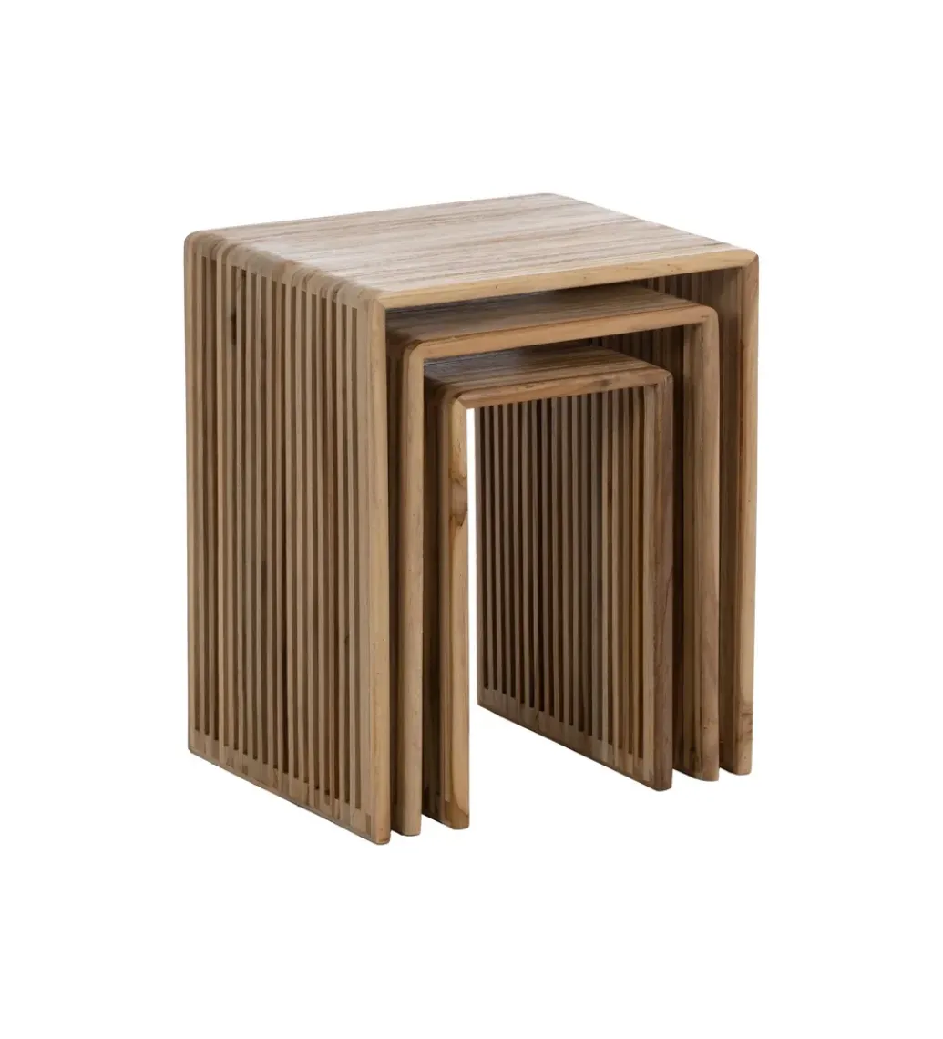 Zestaw 3 stolików kawowych BELLAMONTE 65 cm 55 cm 35 cm naturalnych*Zona-Design
