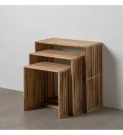 Zestaw 3 stolików kawowych BELLAMONTE 65 cm 55 cm 35 cm naturalnych*Zona-Design
