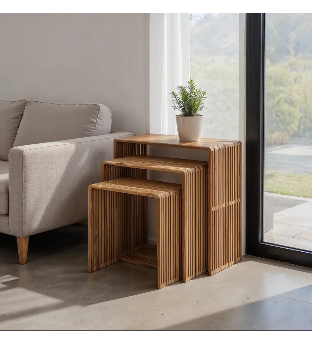 Zestaw 3 stolików kawowych BELLAMONTE 65 cm 55 cm 35 cm naturalnych*Zona-Design
