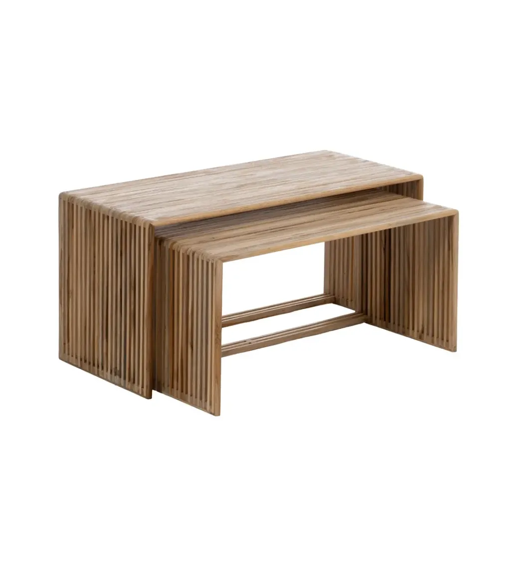 Zestaw 2 stolików kawowych BELLAMONTE 85 cm 75 cm drewno teak*Zona-Design Sale