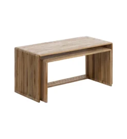 Zestaw 2 stolików kawowych BELLAMONTE 85 cm 75 cm drewno teak*Zona-Design Sale