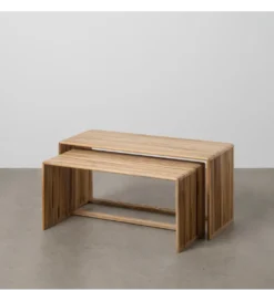 Zestaw 2 stolików kawowych BELLAMONTE 85 cm 75 cm drewno teak*Zona-Design Sale