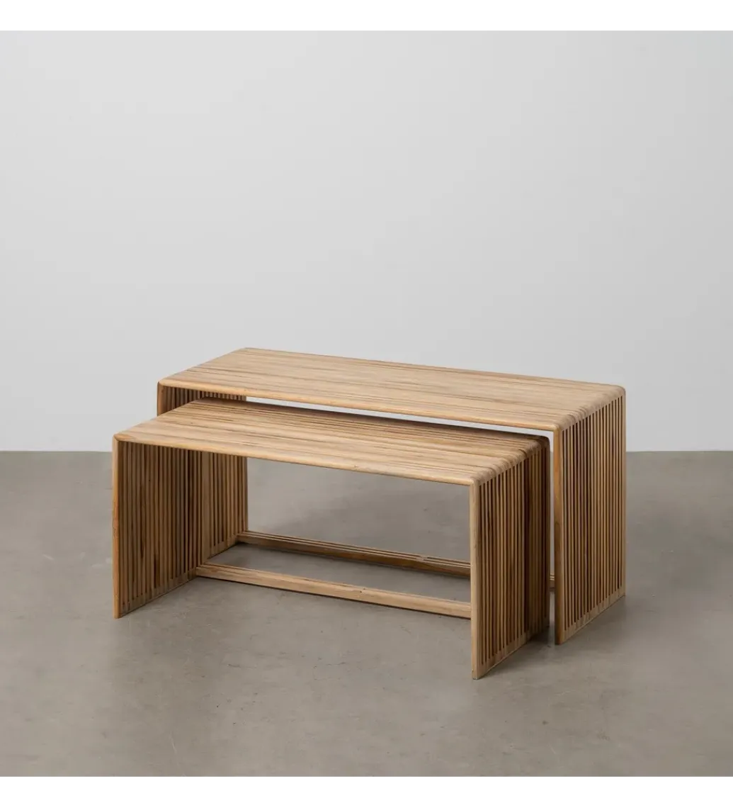 Zestaw 2 stolików kawowych BELLAMONTE 85 cm 75 cm drewno teak*Zona-Design Sale