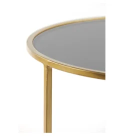 Zestaw 2 stolików kawowych DUARTE 65 cm 75 cm szklane złote szare*L&L Discount