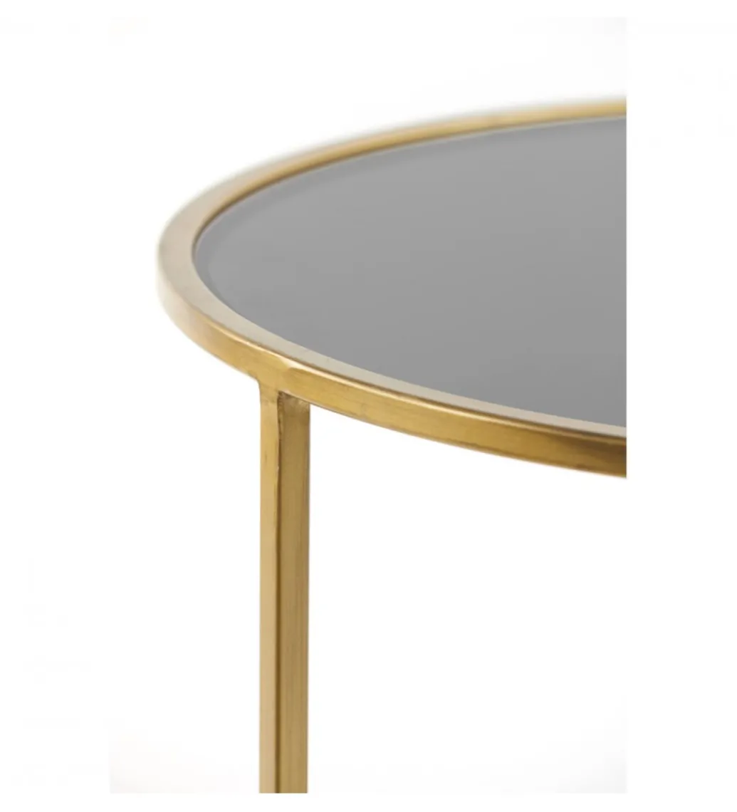 Zestaw 2 stolików kawowych DUARTE 65 cm 75 cm szklane złote szare*L&L Discount