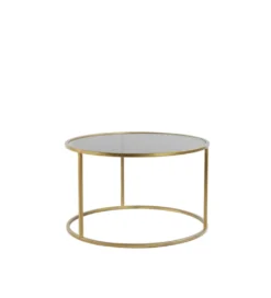 Zestaw 2 stolików kawowych DUARTE 65 cm 75 cm szklane złote szare*L&L Discount
