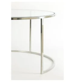 Zestaw 2 stolików kawowych DUARTE 65 cm 75 cm szklane niklowane*L&L Best