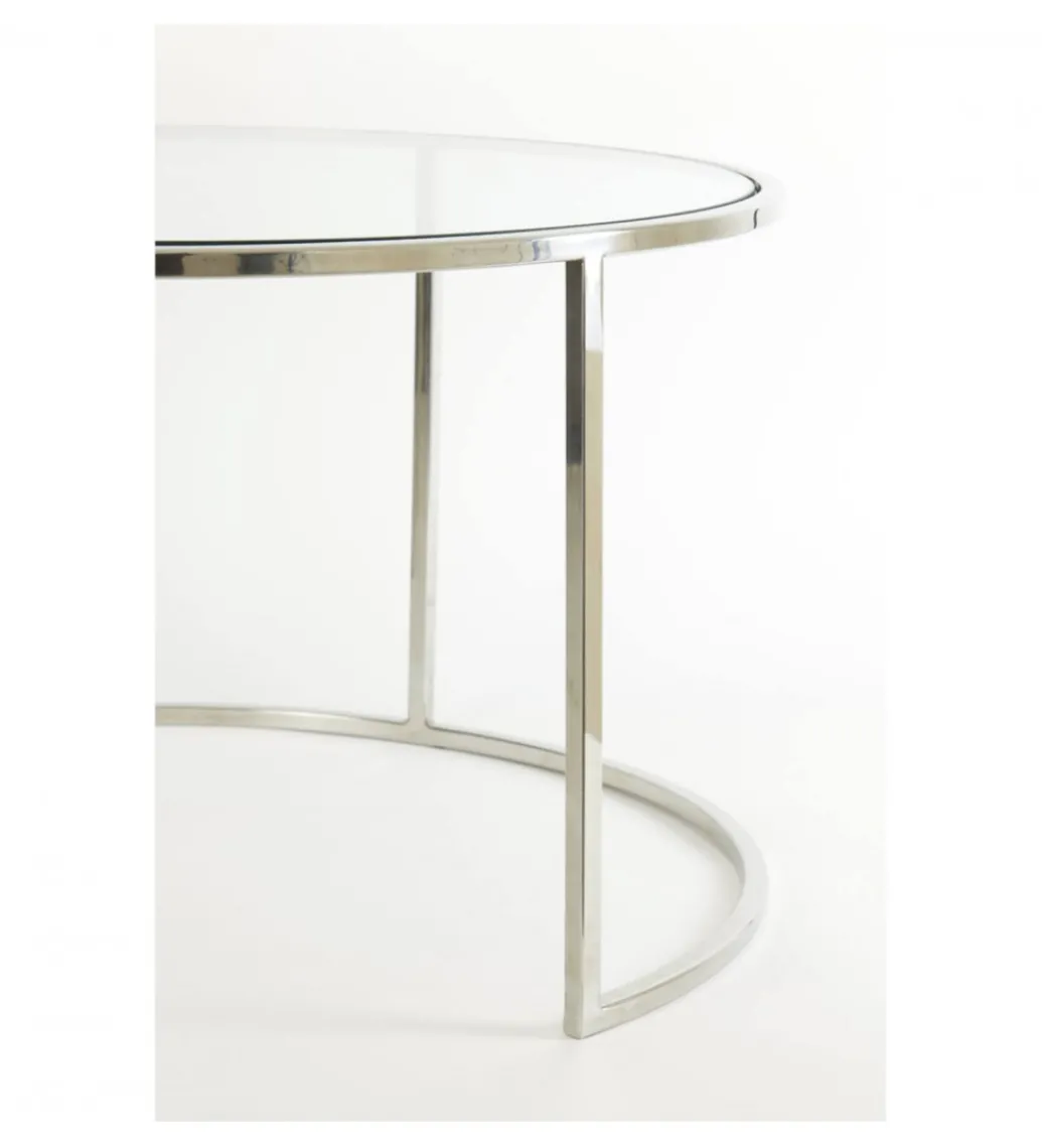 Zestaw 2 stolików kawowych DUARTE 65 cm 75 cm szklane niklowane*L&L Best