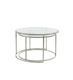 Zestaw 2 stolików kawowych DUARTE 65 cm 75 cm szklane niklowane*L&L Best