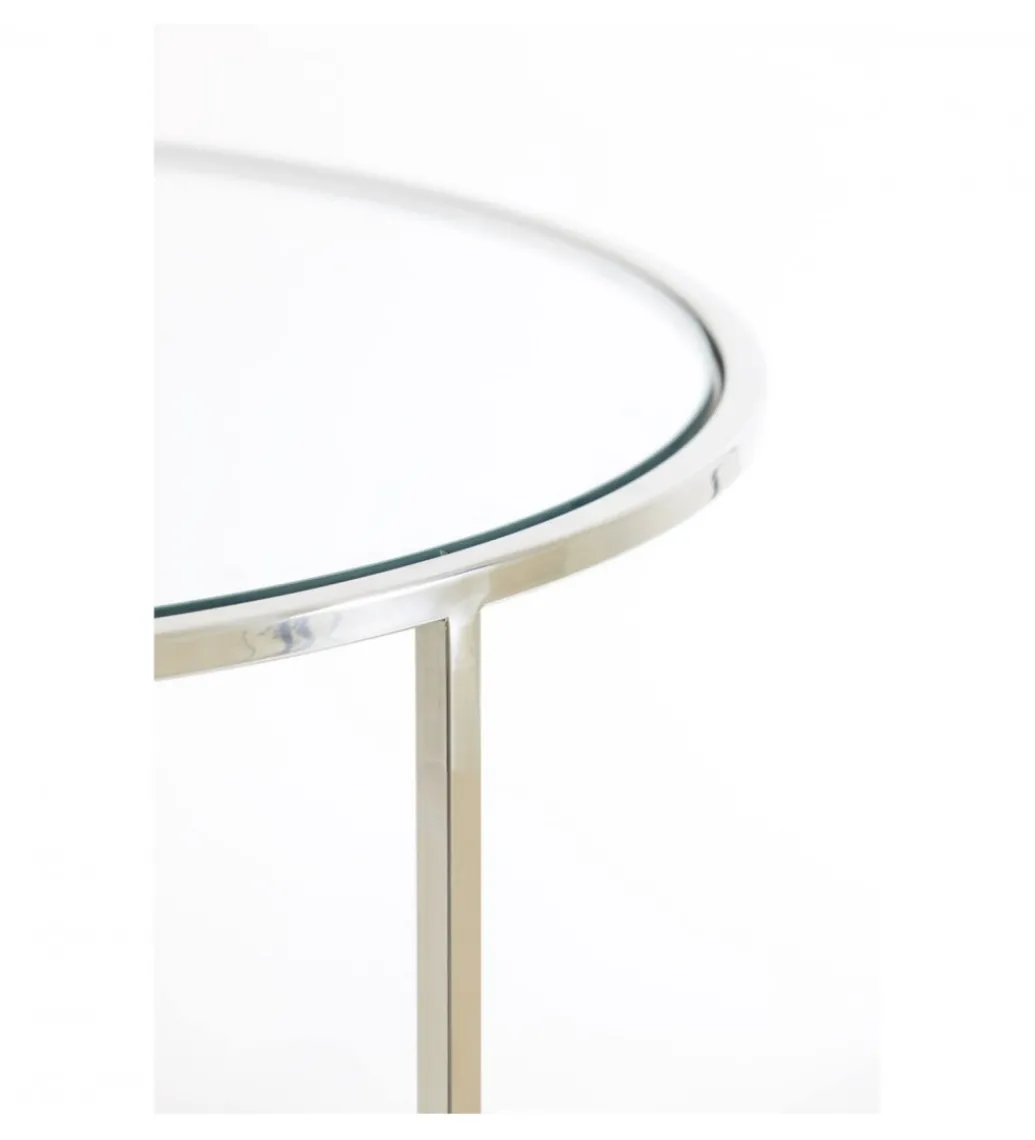 Zestaw 2 stolików kawowych DUARTE 65 cm 75 cm szklane niklowane*L&L Best