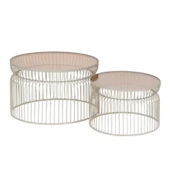 Zestaw 2 stolików kawowych FUKAO 65 cm 53 cm kremowe*Zona-Design Sale