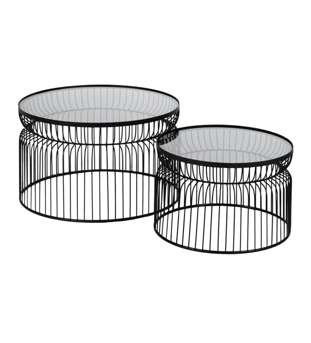 Zestaw 2 stolików kawowych FUKAO 65 cm 53 cm czarne*Zona-Design Discount