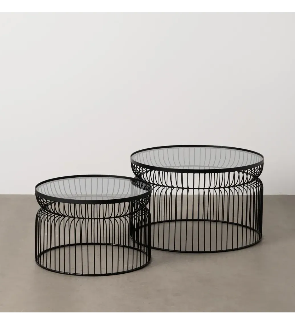 Zestaw 2 stolików kawowych FUKAO 65 cm 53 cm czarne*Zona-Design Discount