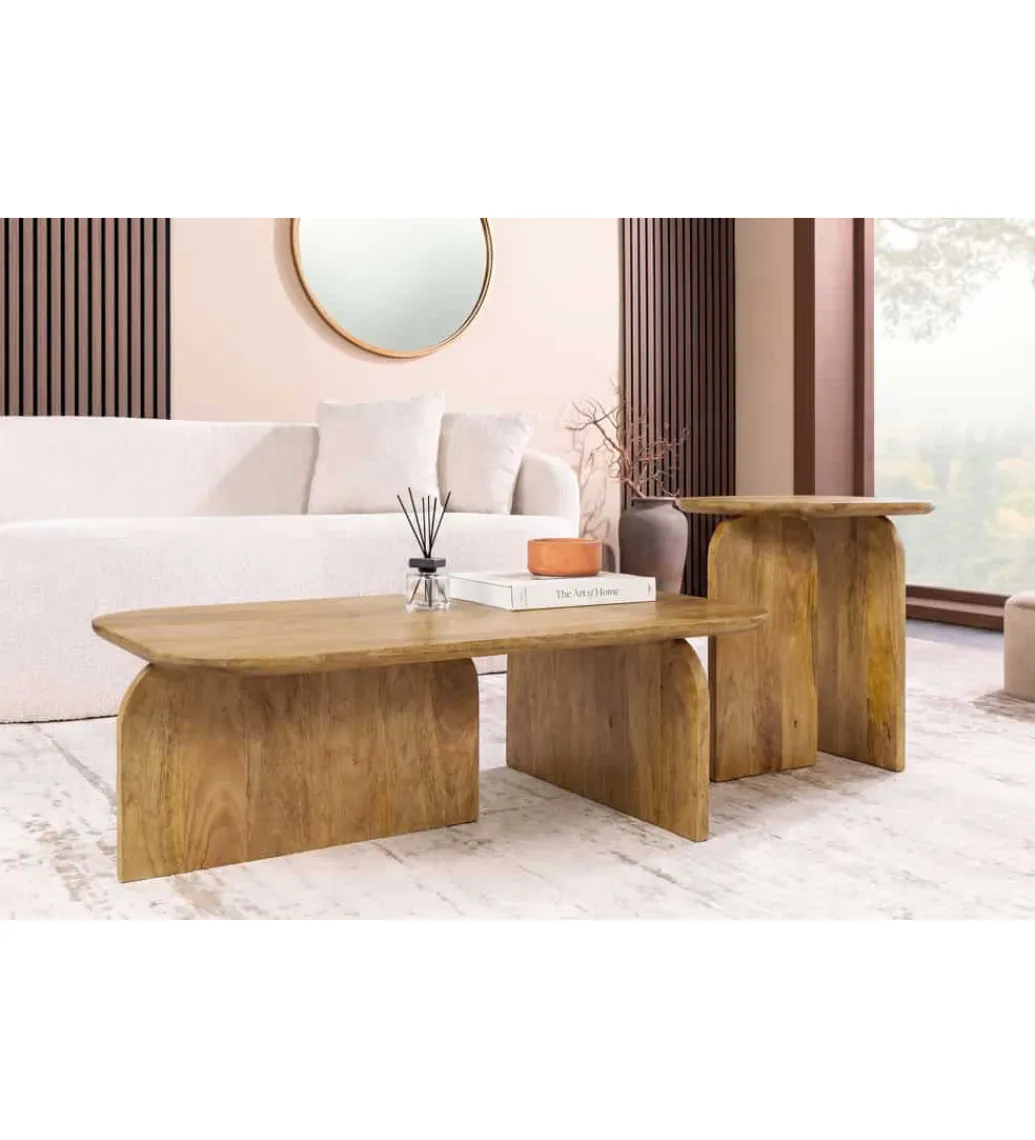 Zestaw 2 stolików kawowych GATSBY 100 cm 45 cm drewno mango*Invicta Interior Hot