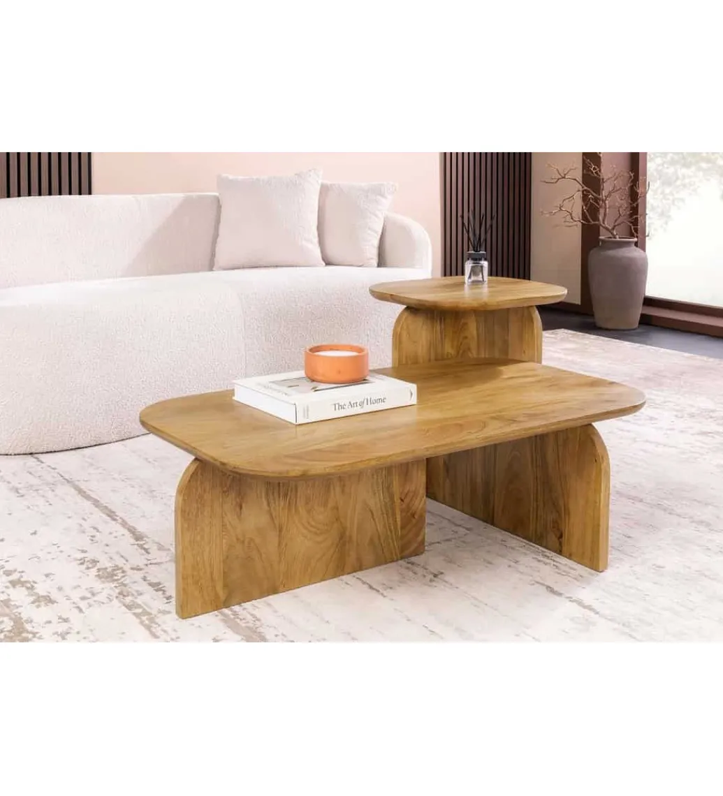Zestaw 2 stolików kawowych GATSBY 100 cm 45 cm drewno mango*Invicta Interior Hot