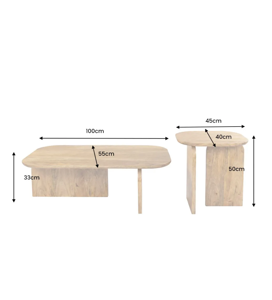 Zestaw 2 stolików kawowych GATSBY 100 cm 45 cm drewno mango*Invicta Interior Hot
