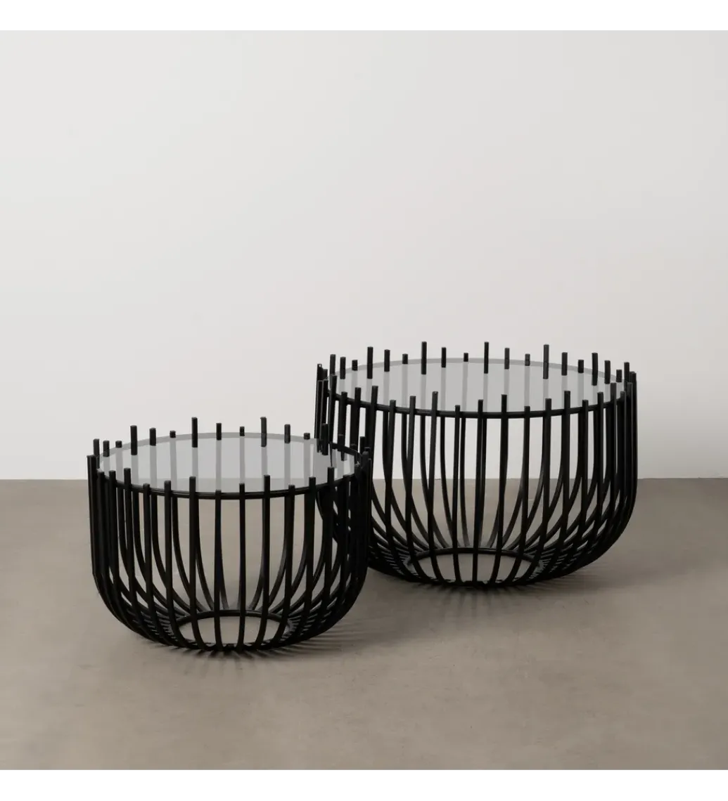 Zestaw 2 stolików kawowych GECMY 68 cm 55 cm czarne*Zona-Design Online