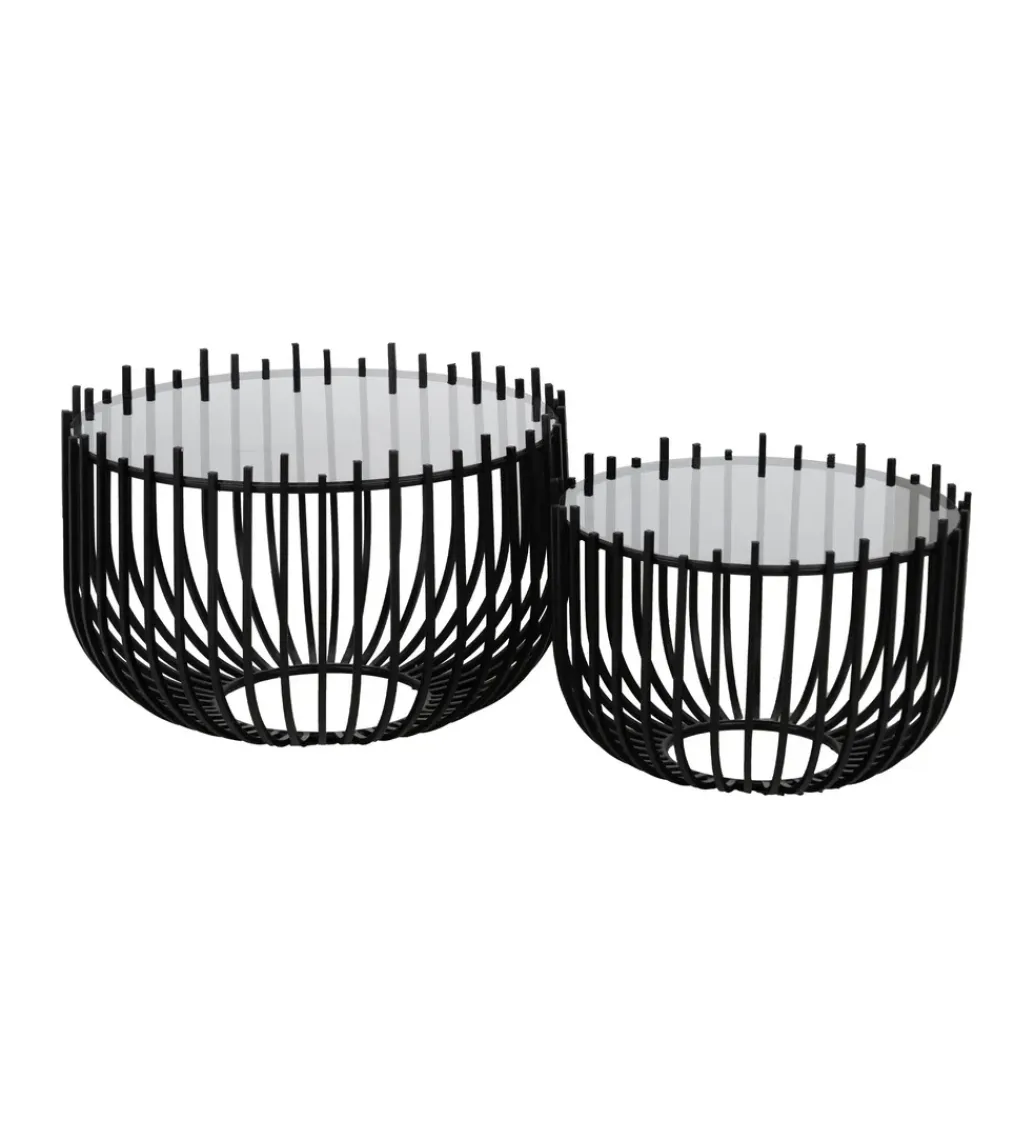 Zestaw 2 stolików kawowych GECMY 68 cm 55 cm czarne*Zona-Design Online