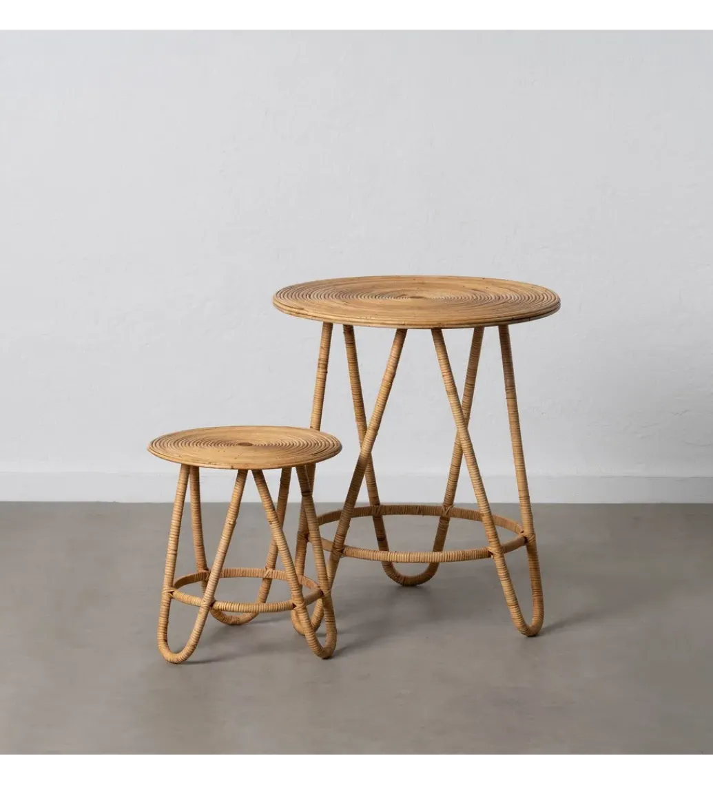 Zestaw 2 stolików kawowych MEGORY 60 cm 39 cm ratan*Zona-Design New