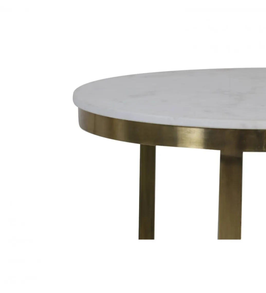Zestaw 2 stolików kawowych PERLATO 60 cm 75 cm białe antyczny brąz*L&L New