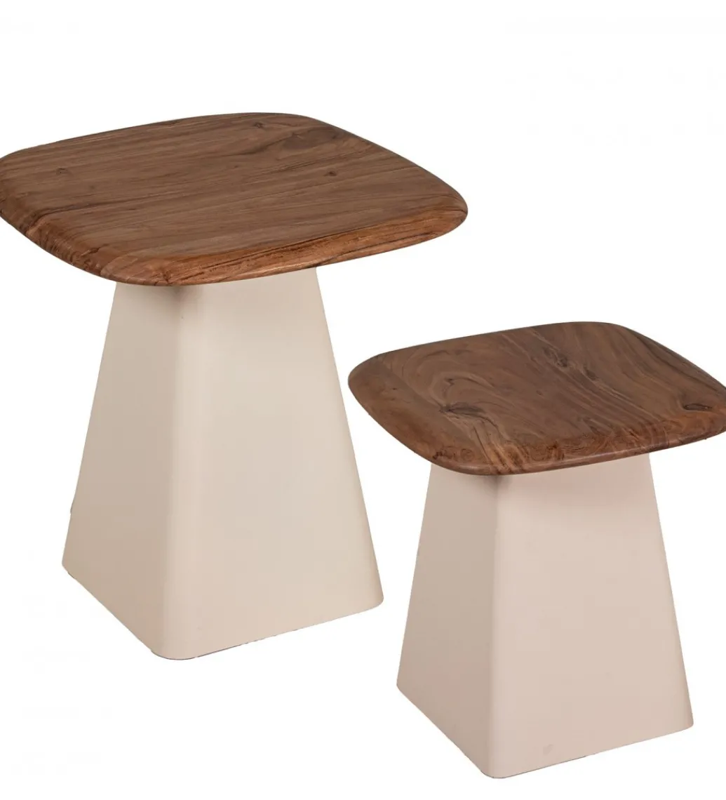 Zestaw 2 stolików kawowych PIMKO 50 cm 40 cm drewno akacja*Exclusivas Clearance