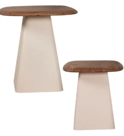 Zestaw 2 stolików kawowych PIMKO 50 cm 40 cm drewno akacja*Exclusivas Clearance