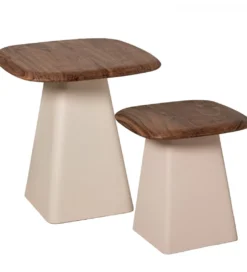 Zestaw 2 stolików kawowych PIMKO 50 cm 40 cm drewno akacja*Exclusivas Clearance
