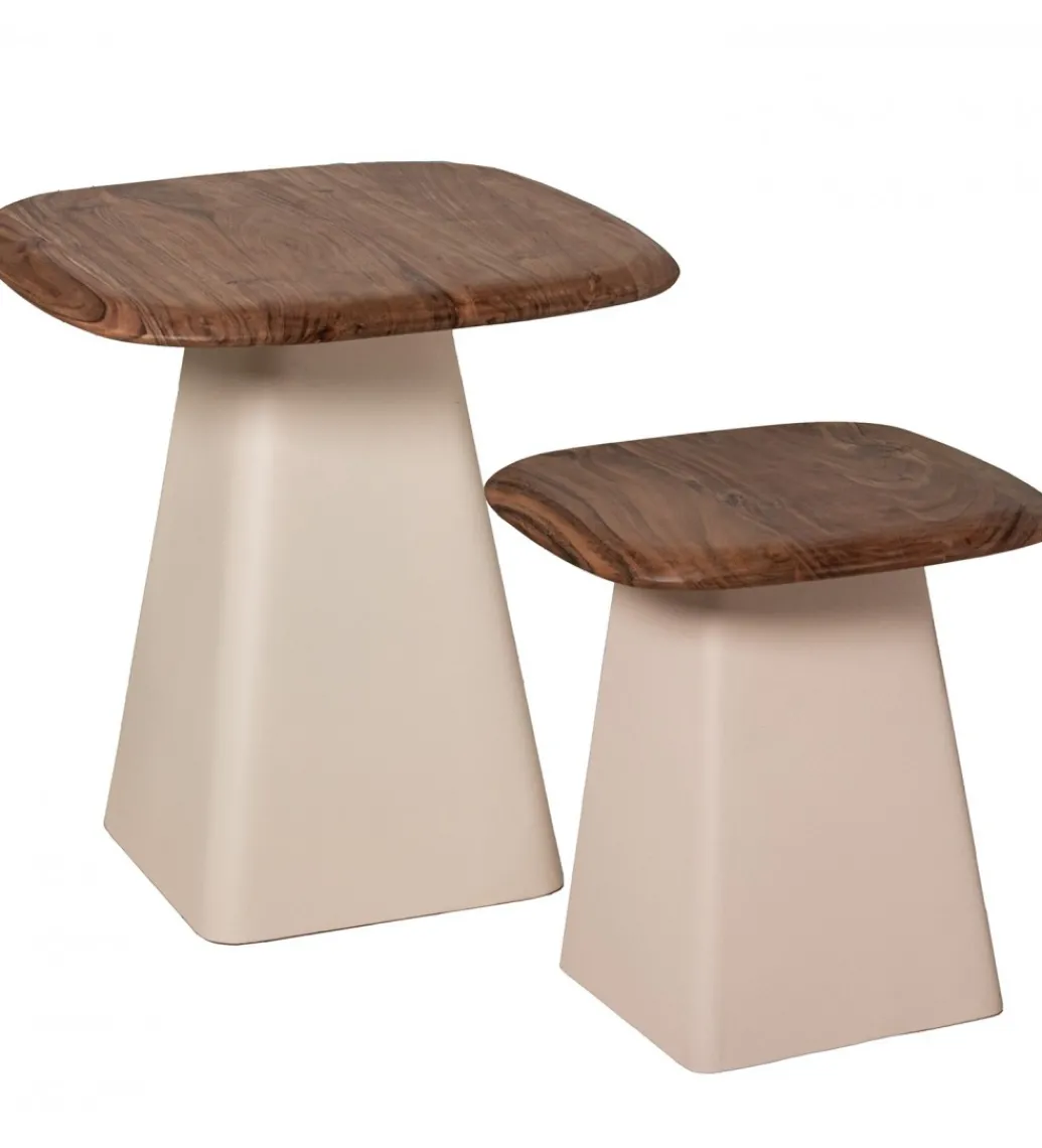 Zestaw 2 stolików kawowych PIMKO 50 cm 40 cm drewno akacja*Exclusivas Clearance