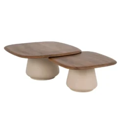 Zestaw 2 stolików kawowych RAGER 90 cm 70 cm drewno mango*Zona-Design Outlet