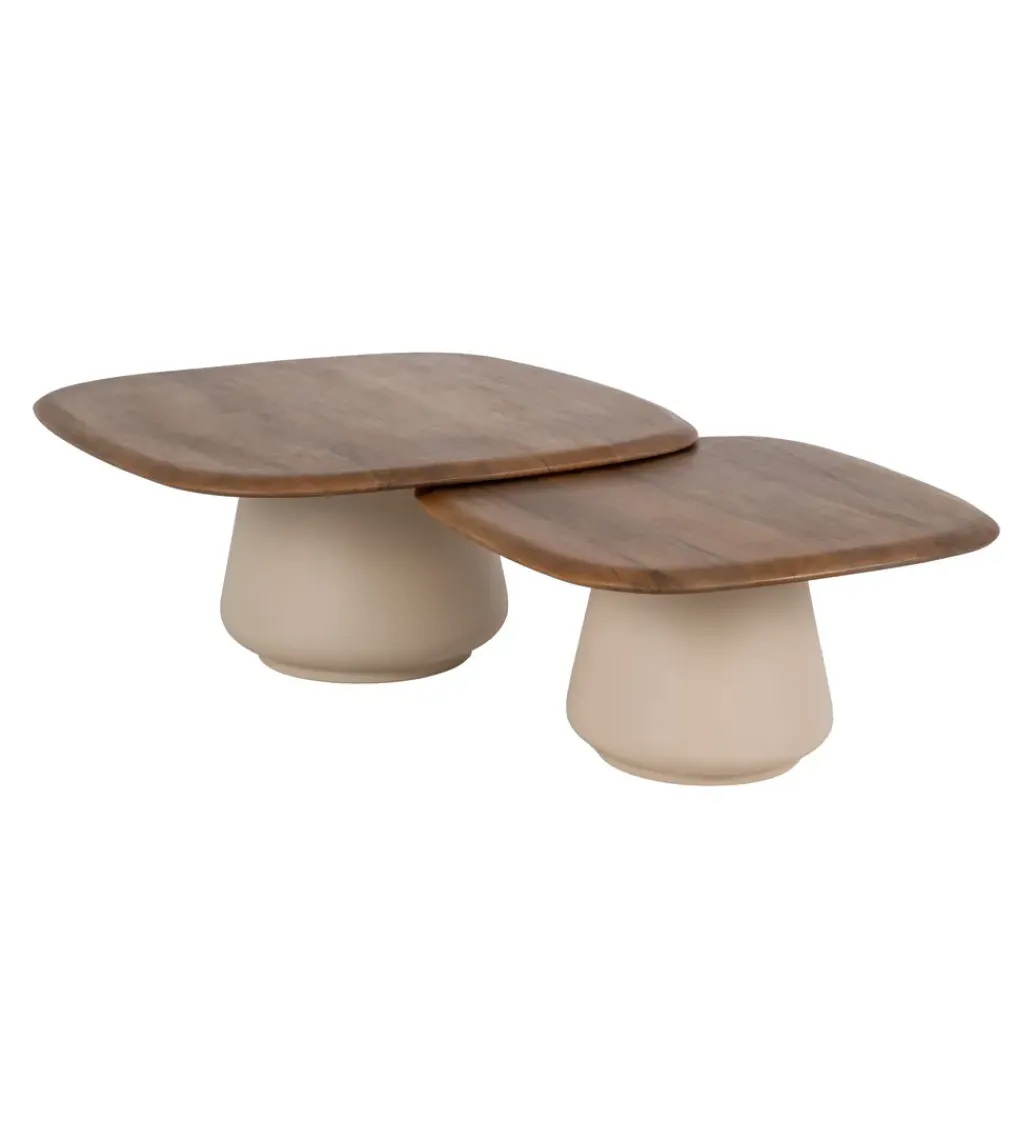 Zestaw 2 stolików kawowych RAGER 90 cm 70 cm drewno mango*Zona-Design Outlet