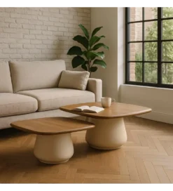 Zestaw 2 stolików kawowych RAGER 90 cm 70 cm drewno mango*Zona-Design Outlet