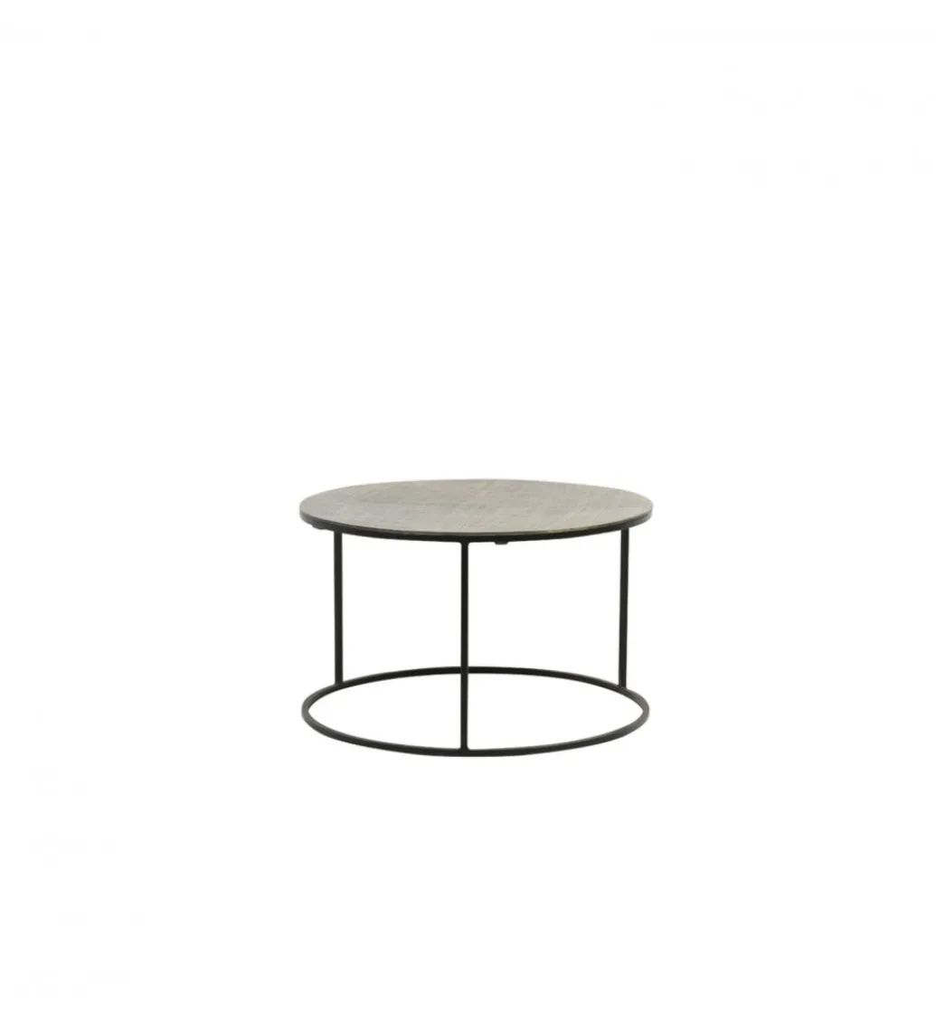 Zestaw 2 stolików kawowych RENGO 61 cm 76 cm antyczny brąz czarny*L&L Sale