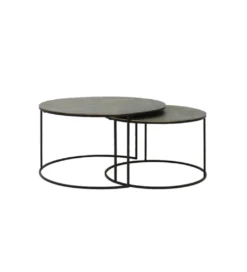 Zestaw 2 stolików kawowych RENGO 61 cm 76 cm antyczny brąz*L&L Sale