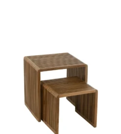Zestaw 2 stolików kawowych SHELIS 50 cm 40 cm drewno teak*J-Line Hot