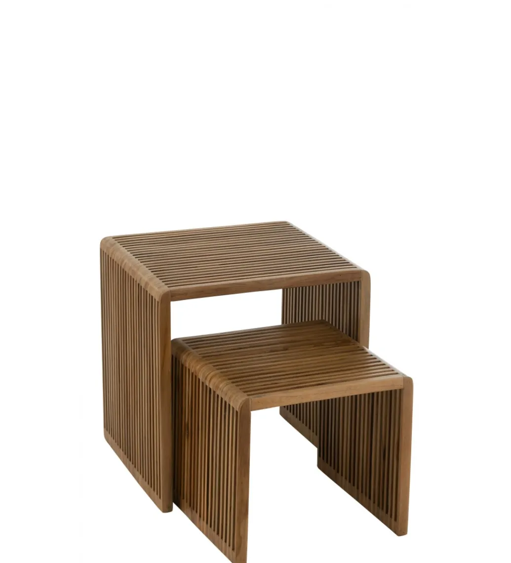 Zestaw 2 stolików kawowych SHELIS 50 cm 40 cm drewno teak*J-Line Hot