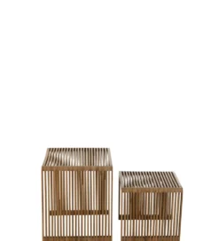 Zestaw 2 stolików kawowych SHELIS 50 cm 40 cm drewno teak*J-Line Hot
