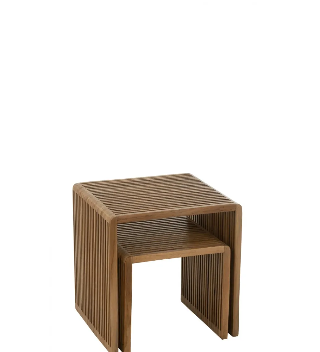 Zestaw 2 stolików kawowych SHELIS 50 cm 40 cm drewno teak*J-Line Hot