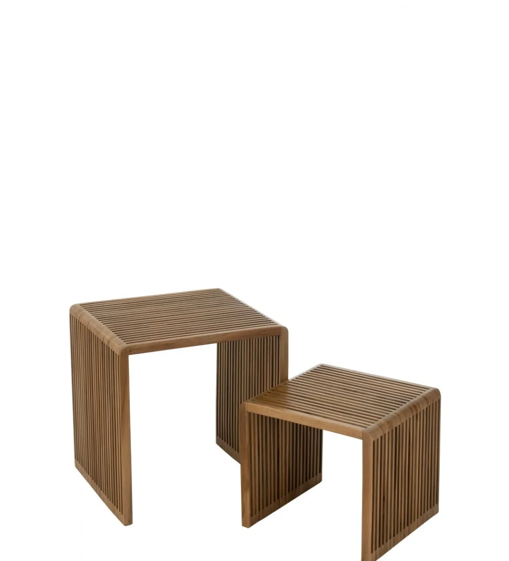 Zestaw 2 stolików kawowych SHELIS 50 cm 40 cm drewno teak*J-Line Hot