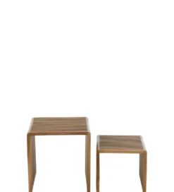 Zestaw 2 stolików kawowych SHELIS 50 cm 40 cm drewno teak*J-Line Hot