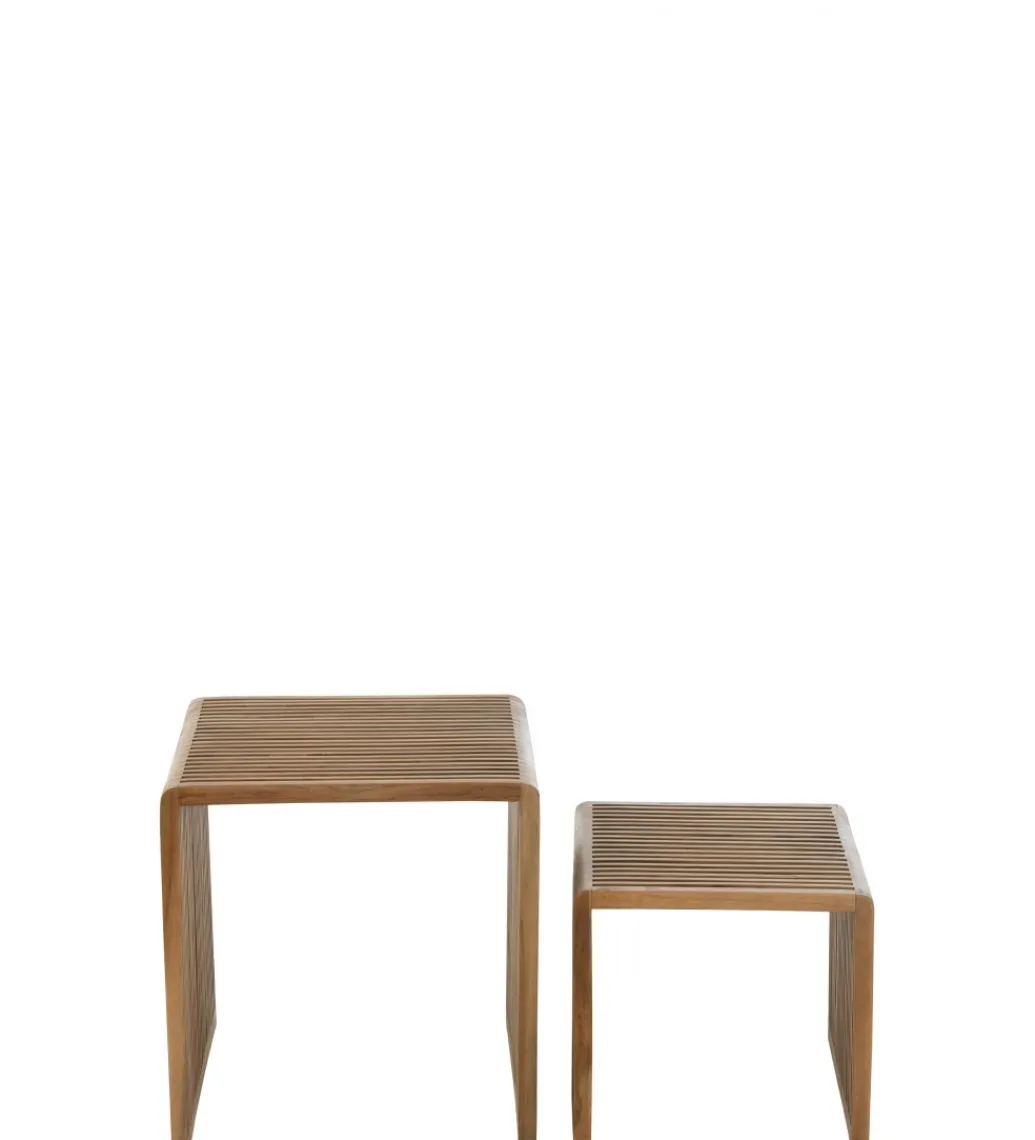 Zestaw 2 stolików kawowych SHELIS 50 cm 40 cm drewno teak*J-Line Hot