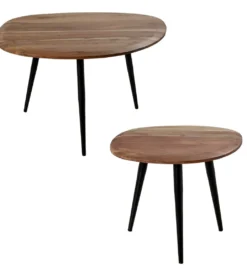 Zestaw 2 stolików kawowych SOBREN 40 i 50 cm drewno mango*Exclusivas Hot