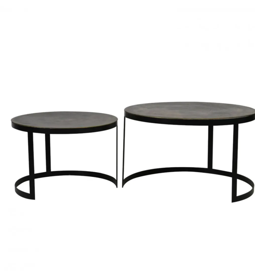 Zestaw 2 stolików kawowych TRELO 62 cm 76 cm antyczny brąz czarny*L&L
