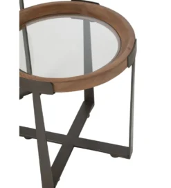 Zestaw 2 stolików kawowych TREMI 60cm 40 cm naturalne szklane*J-Line Best
