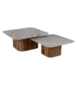 Zestaw 2 stolików kawowych UGUP 100 cm i 80 cm marmur*Zona-Design New