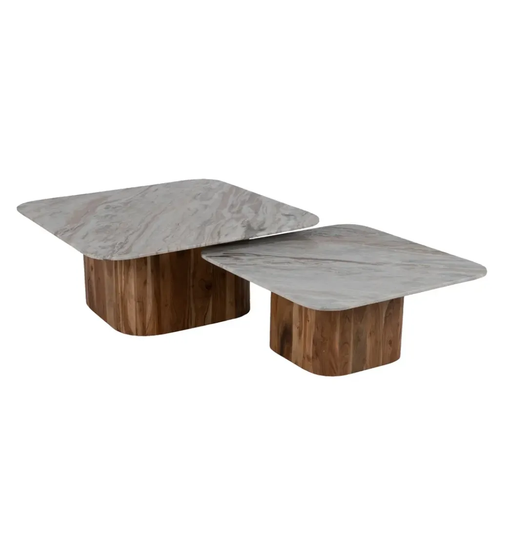 Zestaw 2 stolików kawowych UGUP 100 cm i 80 cm marmur*Zona-Design New