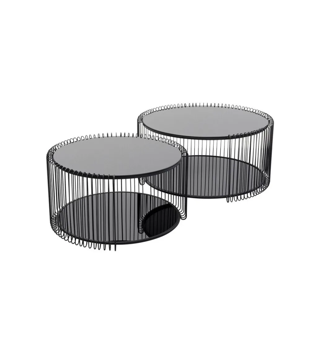 Zestaw 2 stolików kawowych WIRE 69 cm 59 cm czarne*KARE Discount