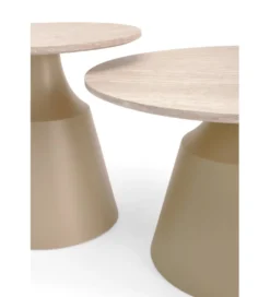 Zestaw 2 stolików kawowych ZURICH 70 cm 50 cm blat trawertyn podstawa kaszmir*Halmar