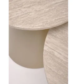 Zestaw 2 stolików kawowych ZURICH 70 cm 50 cm blat trawertyn podstawa kaszmir*Halmar