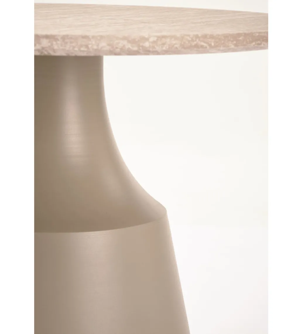 Zestaw 2 stolików kawowych ZURICH 70 cm 50 cm blat trawertyn podstawa kaszmir*Halmar